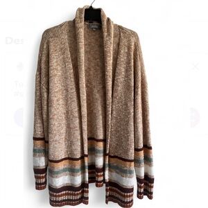 Marled Beige and White chic Knit cardigan